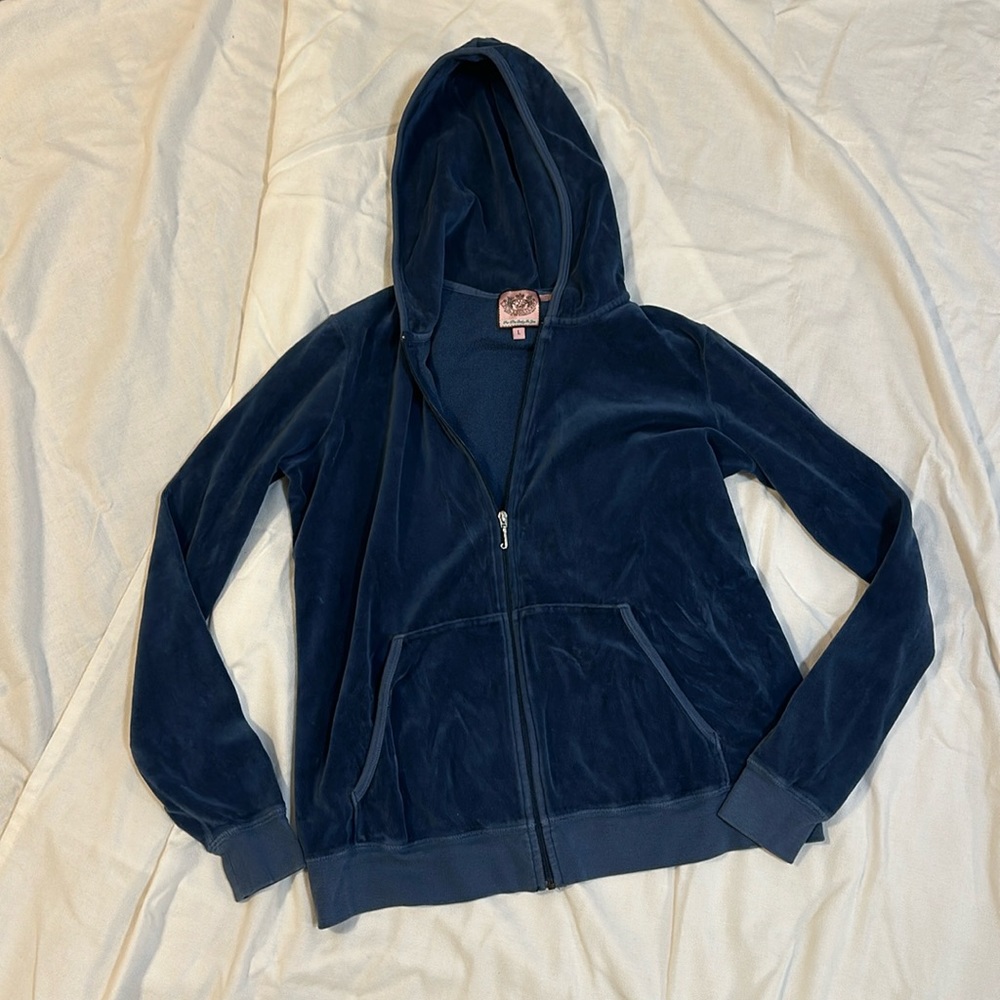 Navy Blue Juicy Velour Track Jacket - Large